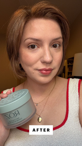 Kassidy Silva after applying ROZ Salt Scalp Scrub